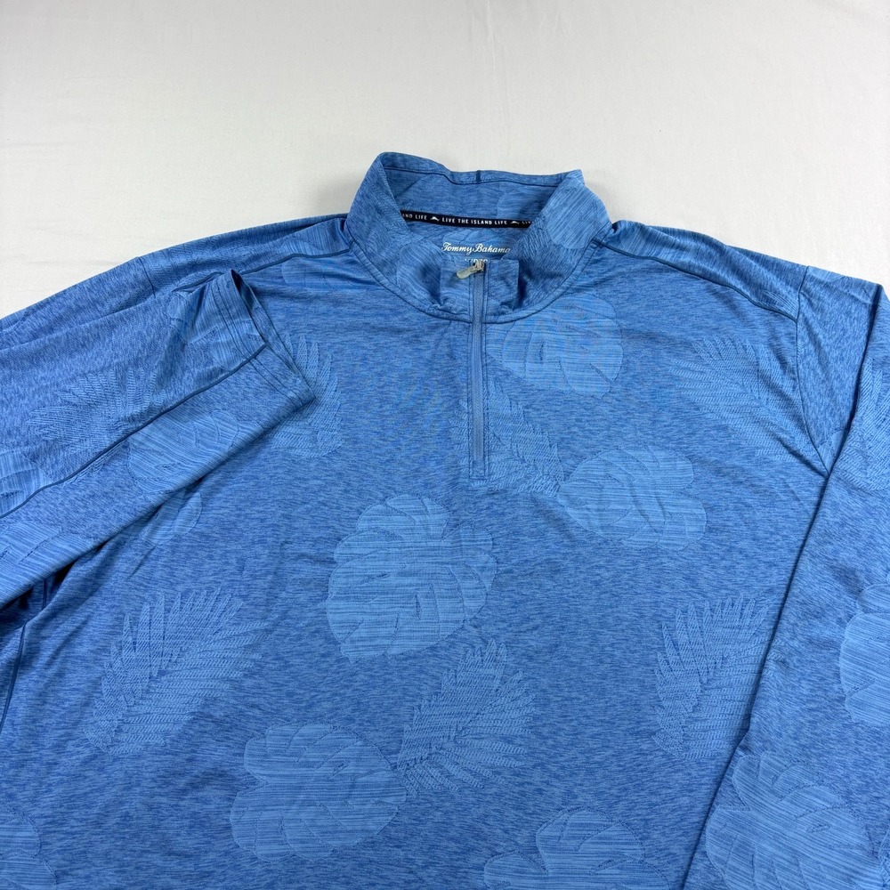 Tommy Bahama Shirt Mens 3XB Big Blue Floral Islandzone 1/4 Zip Pullover Golf